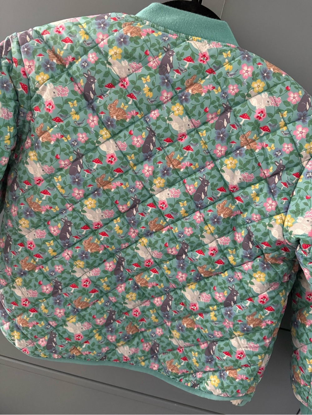 Boden Kids Quilted Floral Jacket - Green - Picture 6 of 10